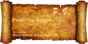 Padács Irina névjegykártya